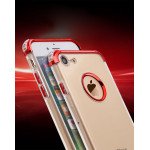 Wholesale iPhone 7 Plus Metallic Electroplate Style Clear Case (Red)